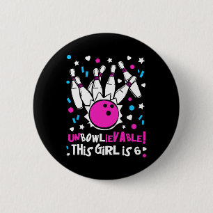 6e verjaardag meisjes bowlingfeest Schattige unbow Ronde Button 5,7 Cm