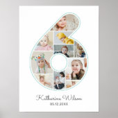 6e Verjaardag Nummer 6 Fotocollage Kinder kinderka Poster (Voorkant)