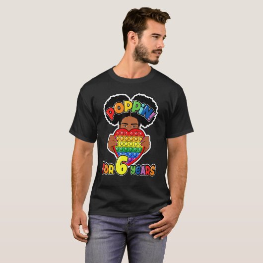 6e Verjaardag Pop Het Fidget Afro-Amerikaans Kinde T-shirt (Voorkant volledig)