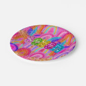 6e verjaardag Rainbow Sequin Papieren Bordje (Gekanteld)
