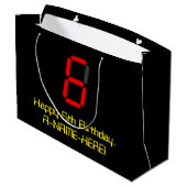 6e verjaardag: Red Digital Clock Style "6" + naam Groot Cadeauzakje (Achterkant Gekanteld)