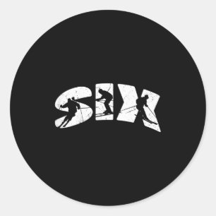 6e Verjaardag Retro Skiën 6 Jaar Oude Jongens Meis Ronde Sticker