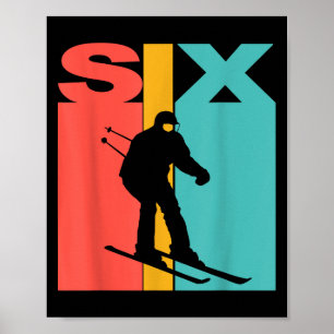 6e Verjaardag Retro Skiën 6 Jaar Oude Jongens Verj Poster
