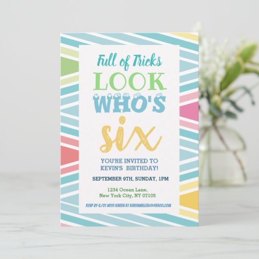 6e verjaardag uitnodiging Gezegden (Staand voorkant)