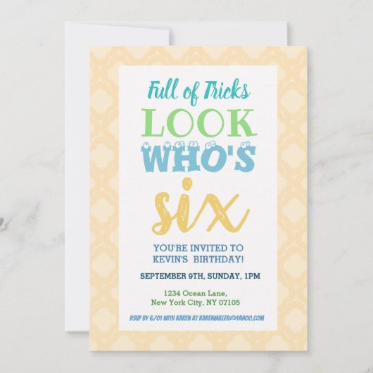 6e verjaardag Uitnodiging woorden (Voorkant)