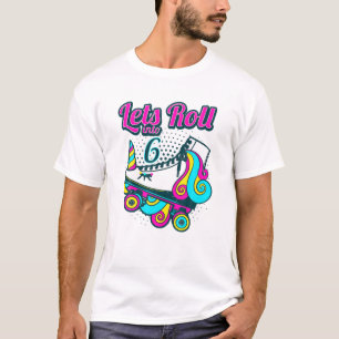 6e verjaardag Uitrusting Unicorn Rolling Schaats L T-shirt