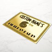 6e verjaardag van de geboorte — Art Deco Style "6" Folie Uitnodiging (Gedraaid)