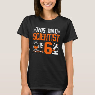 6e verjaardag van de Mad Scientist Six Year Old Fu T-shirt