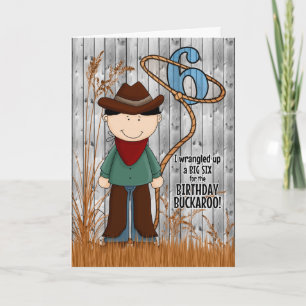 6e verjaardag voor een kleine Cowboy Western Théli Kaart