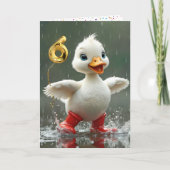6e verjaardag White Duckling in een regenplas Kaart (Voorkant)
