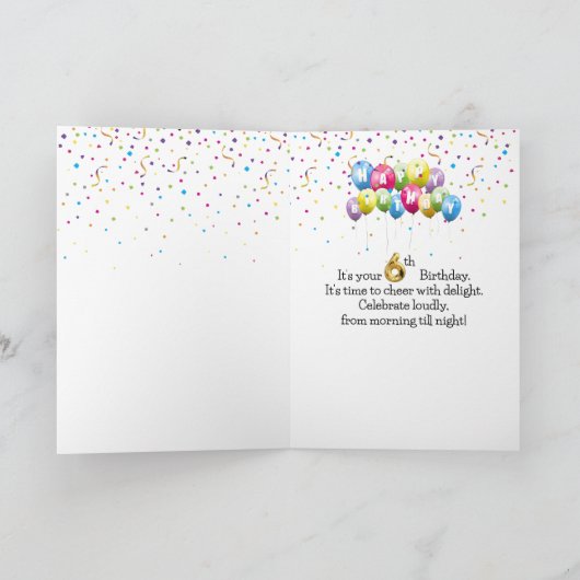 6e verjaardag White Duckling in een regenplas Kaart (Binnen)