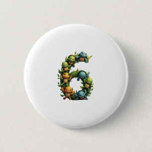 6e Verjaardag Zee Schildpad Tortoise Theme Party 6 Ronde Button 5,7 Cm