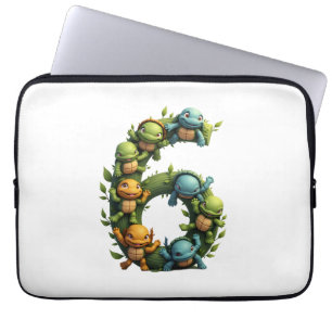 6e verjaardag Zeeschildpad Thema Feest 6 jaar Laptop Sleeve