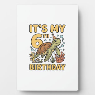 6e verjaardag Zeeschildpad Vintage Gravure Ontwerp Fotoplaat