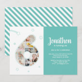 6e verjaardagsfeestje nummer 6 aangepaste fotocoll kaart (Voorkant / Achterkant)