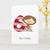 6ème anniversaire - carte de voeux - fille (Fleur jaune)