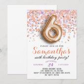 6ème Invitation d'anniversaire Rose Gold (Devant / Derrière)