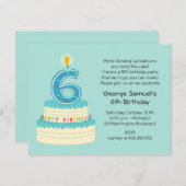 6ème Invitation de gâteau d'anniversaire (Devant / Derrière)