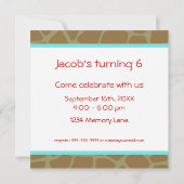 6ème invitation personnalisée d'anniversaire (Dos)