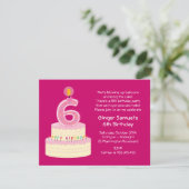 6ème Invitation simple de gâteau d'anniversaire (Debout devant)