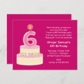 6ème Invitation simple de gâteau d'anniversaire (Devant / Derrière)