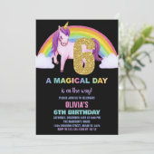 6ème Rainbow Unicorn Anniversaire Invitations Part (Debout devant)