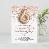 6ème Rose Gold Birthday Invitation (Debout devant)
