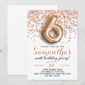 6ème Rose Gold Birthday Invitation (Devant / Derrière)