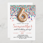6ème Rose Gold Birthday Invitation (Devant / Derrière)