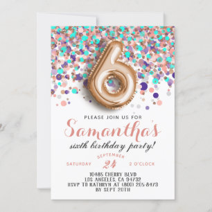 6ème Rose Gold Birthday Invitation