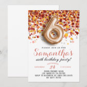 6ème Rose Gold Birthday Invitation (Devant / Derrière)