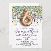6ème Rose Gold Birthday Invitation (Devant / Derrière)