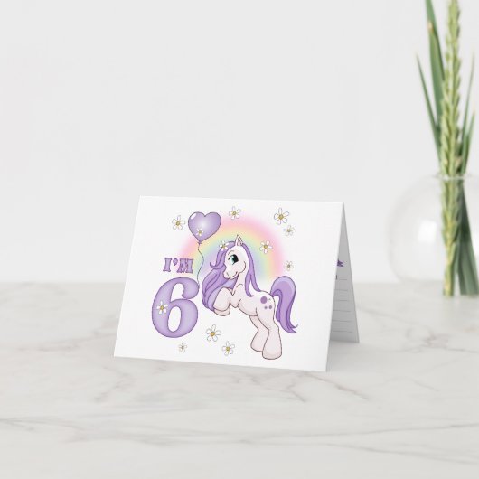 6èmes invitations d'anniversaire de joli poney (Devant)