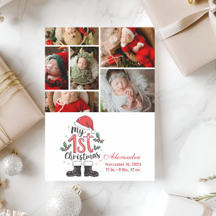 6Foto Lieve Kerstman Baby 1e Kerstmis Feestdagenkaart