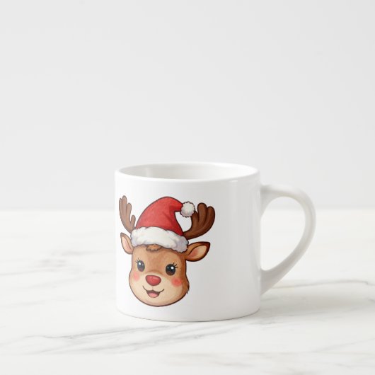  6oz Mini Reindeer Latte Mug with Festive Santa Ha (Droite)