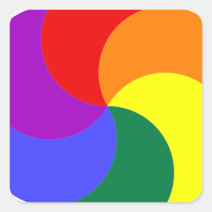 6partialmoonsregenboogKLORFUL GRAFISCHE CIRCLE CIR Vierkante Sticker