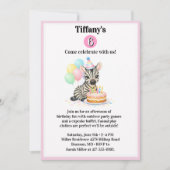 6th Birthday Celebration Zebra Party Invitation Kaart (Voorkant)