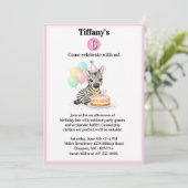6th Birthday Celebration Zebra Party Invitation Kaart (Staand voorkant)