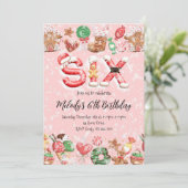 6th Birthday Christmas Party Invitation Kaart (Staand voorkant)