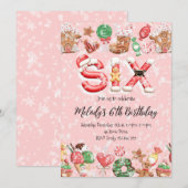 6th Birthday Christmas Party Invitation Kaart (Voorkant / Achterkant)
