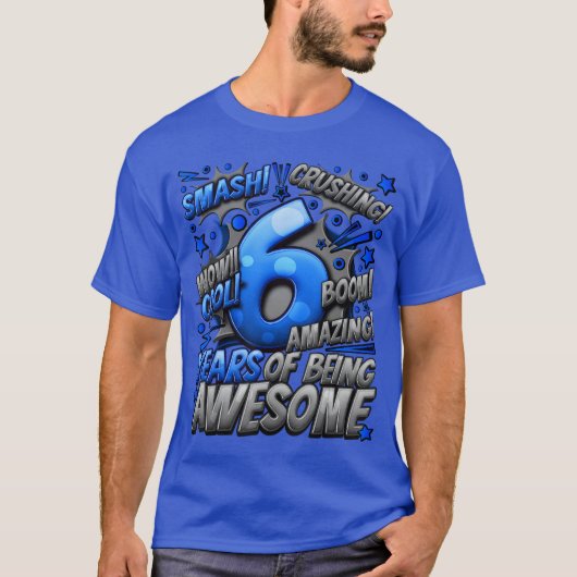6th Birthday Comic Style Awesome Since 2017 6 Year T-shirt (Voorkant)