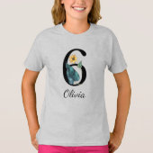6th Birthday Floral Personal Name T-Shirt (Voorkant)
