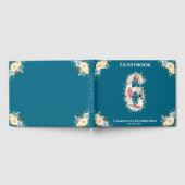 6th Birthday Flower Blauwgroen Photo Collage Blue Gastenboek (Volledig)