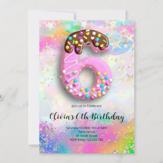 6th Birthday Girls Invitation Kaart