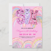 6th Birthday Rainbow Invitation Kaart (Voorkant)