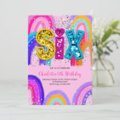 6th Birthday Sequin Rainbow Party Invitation (Debout devant)