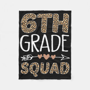 6th Grade Squad Leopard Teacher Student Fleece Deken