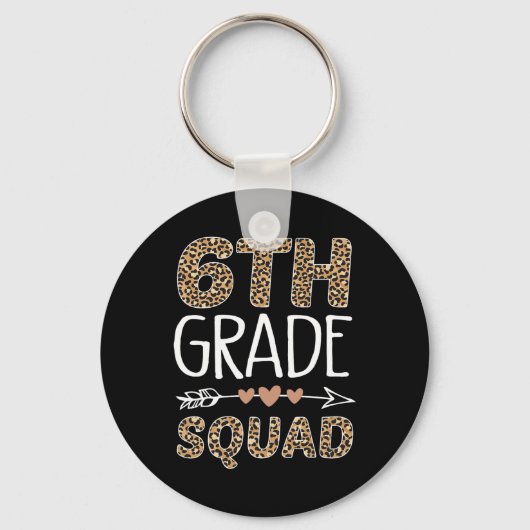6th Grade Squad Leopard Teacher Student Sleutelhanger (Voorkant)