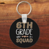 6th Grade Squad Leopard Teacher Student Sleutelhanger (Voorkant)