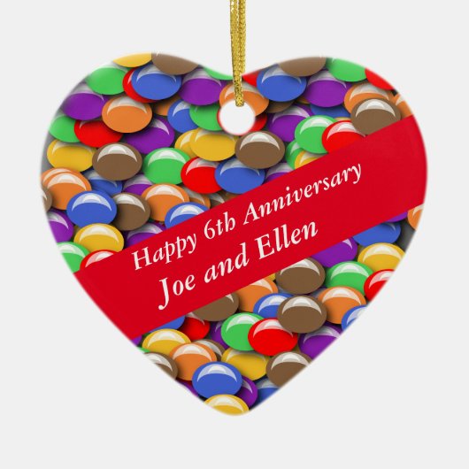 6th Wedding Anniversary Candy, Keramisch Ornament (Voorkant)
